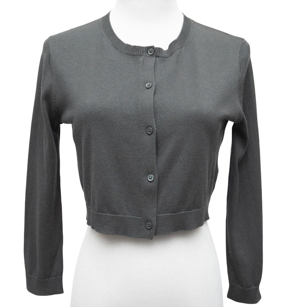 New Weekend Max Mara Charcoal Silk Blend Shrug Cardigan Gray Size XS
